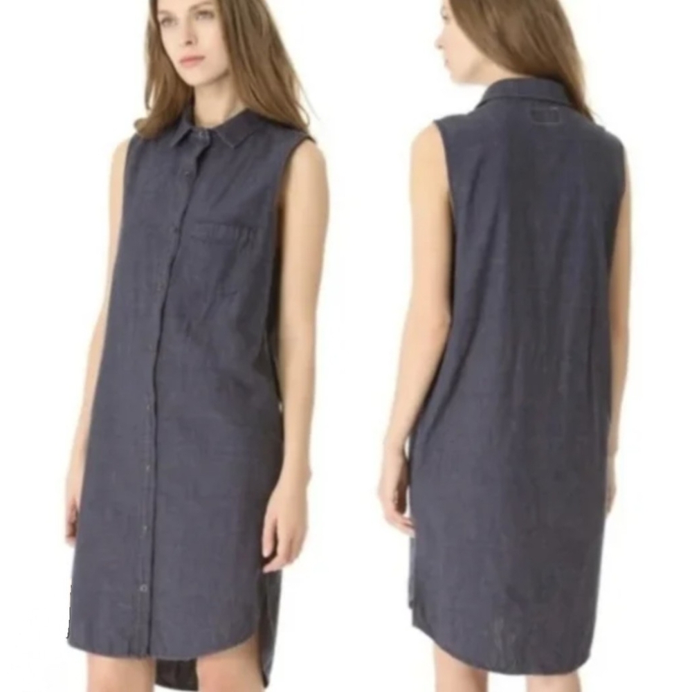 Theory Dimore sleeveless chambray shirt dress. Size 6, blue